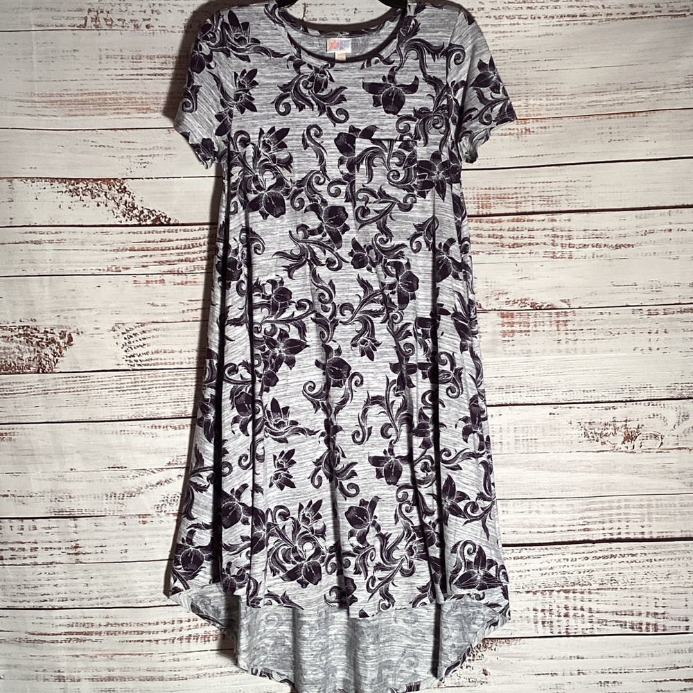LuLaRoe High-Low Dress in Black and Gray Floral